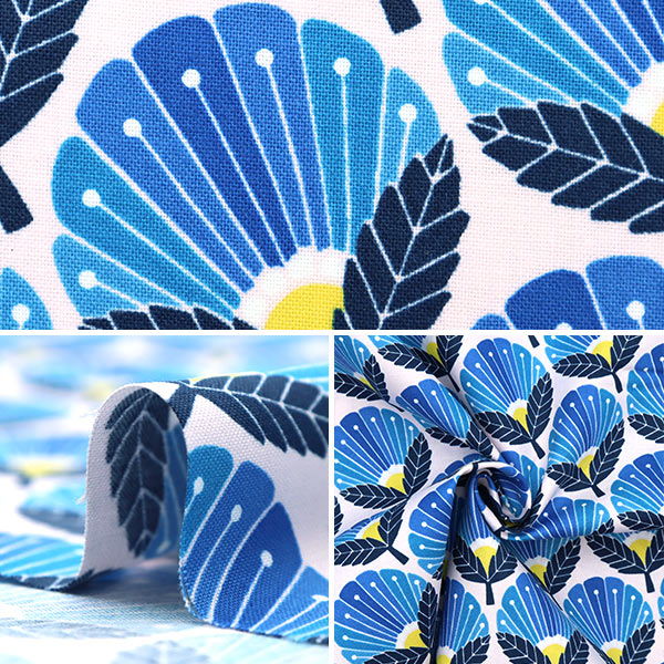 【数量5から】 生地 『USAコットン ブルーミングデイジー ブルー LV400-DO3』