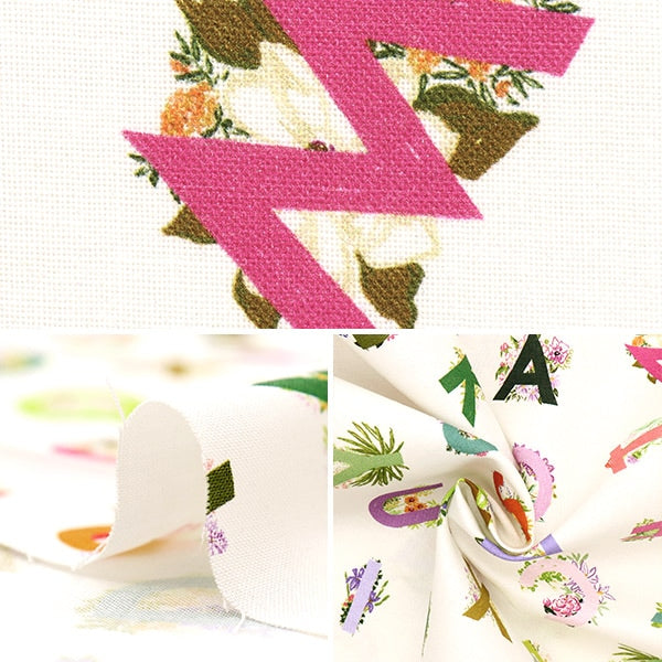 【数量5から】 生地 『USAコットン アルファベット DCWR2250-WHIT』