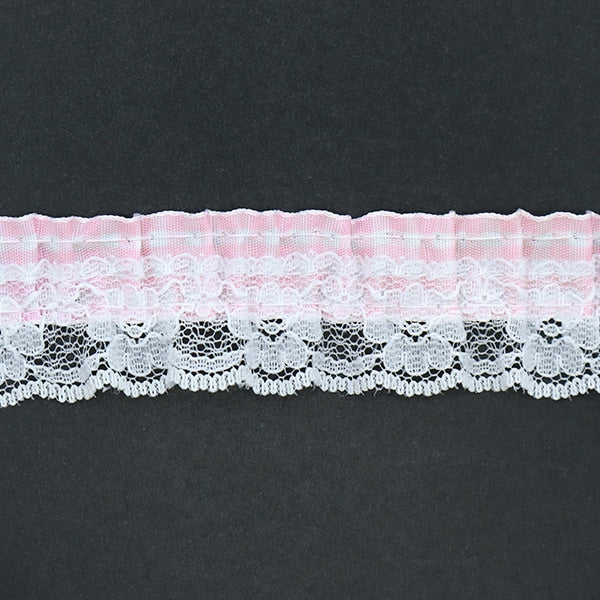 【数量5から】 フリルリボンテープ 『ギンガムフリル ピンク CR15302』