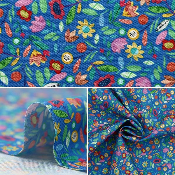 【数量5から】 生地 『USAコットン パックドフローラル ブルー 28954-W』