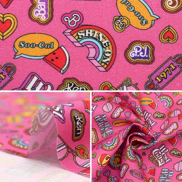 【数量5から】 生地 『USAコットン Barbie Icons ピンク C11724-HOTPIN』