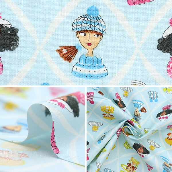 【数量5から】 生地 『USAコットン Happy Hatters ブルー PWAK002XBLUE』