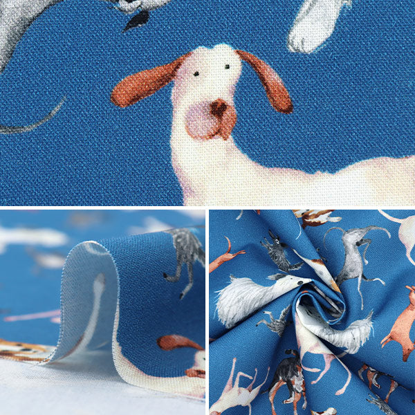 【数量5から】 生地 『USAコットン トスド・ドッグス ネイビー DOG-CD1243』