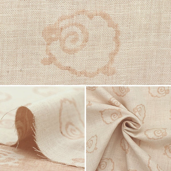 【数量5から】 生地 『オーガニックコットン Wガーゼ ひつじ柄 R-0529-J-3』