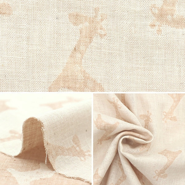 【数量5から】 生地 『オーガニックコットン Wガーゼ キリン柄 R-0529-J-12』