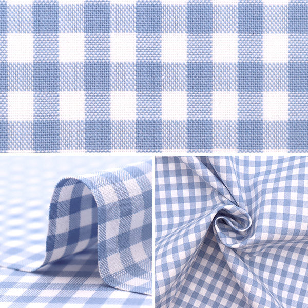 【数量5から】 生地 『しわになりにくいT/Cギンガム サックス 53614-2-4』