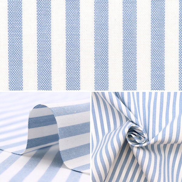 【数量5から】 生地 『しわになりにくいT/Cストライプ サックス 53614-1-4』