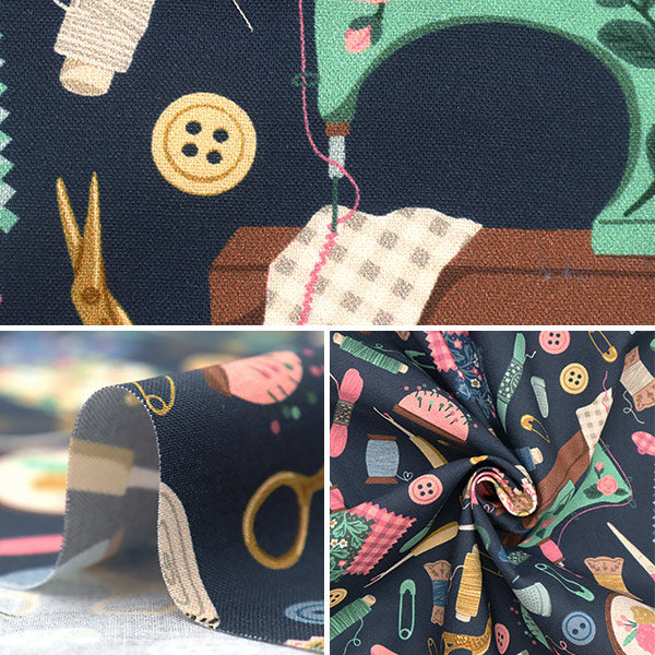 【数量5から】 生地 『USAコットン ソーイング ネイビー 21438-9』