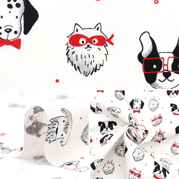 【数量5から】 生地 『USAコットン POSH PUPS ホワイト CX10627-WHITE』