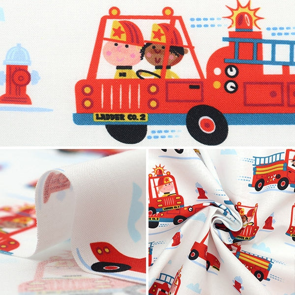 【数量5から】 生地 『USAコットン 消防団 ホワイト DDC10582-MULT』