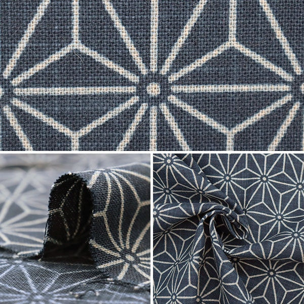 【数量5から】 生地 『藍色彩雲 麻の葉 KP7090-001A』