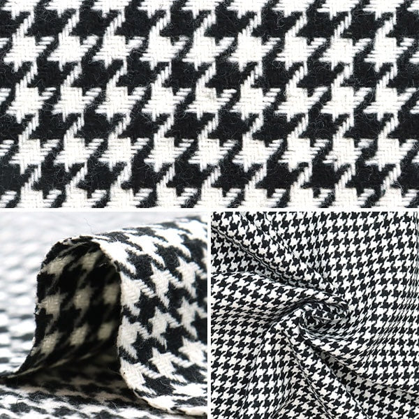 【数量5から】 生地 『ウールブレンドやわらか風合いウォッシャブル 千鳥 ブラック WPC4312-03BK』