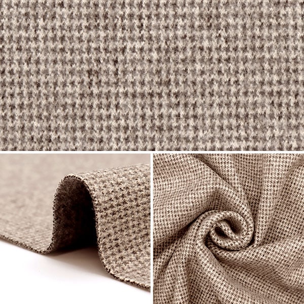 【数量5から】 生地 『洗えるウールライク チェック クリーム×ブラウン WLIKE-CHE-A』