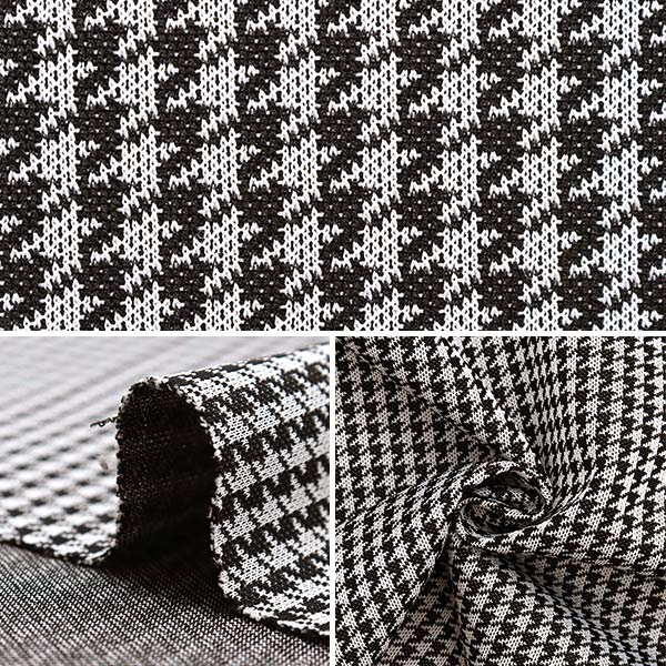 【数量5から】 生地 『ニット 千鳥 白×黒 BK44189-BK』