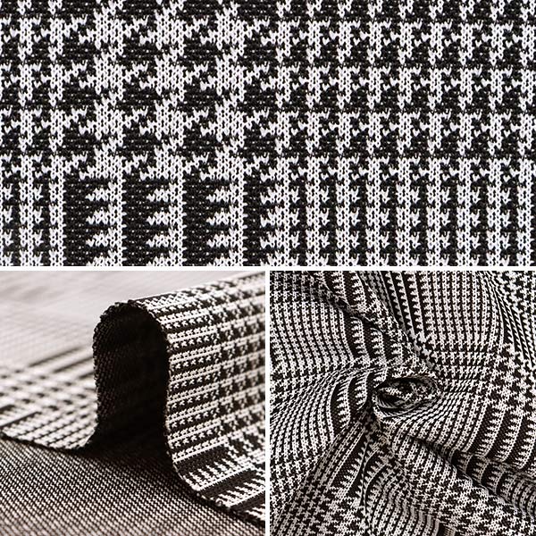 【数量5から】 生地 『ニット グレンチェック 白×黒 BK44226-BK』