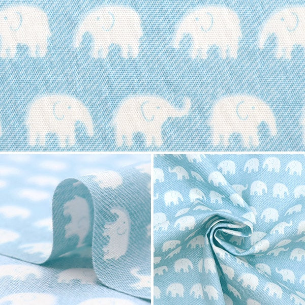 【数量5から】 生地 『ポプリン ホーミーコレクション ゾウ デニム地調 DH11724S-J』