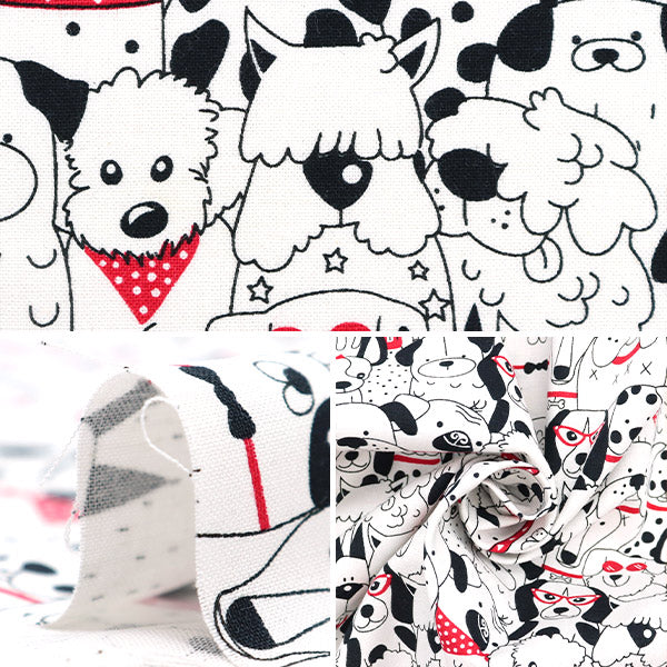 【数量5から】 生地 『USAコットン ハッピーハウンズ CX10626-WHITE』