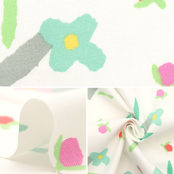 【数量5から】 生地 『オックス 北欧の森 野の花 シロ AP31703-1A』