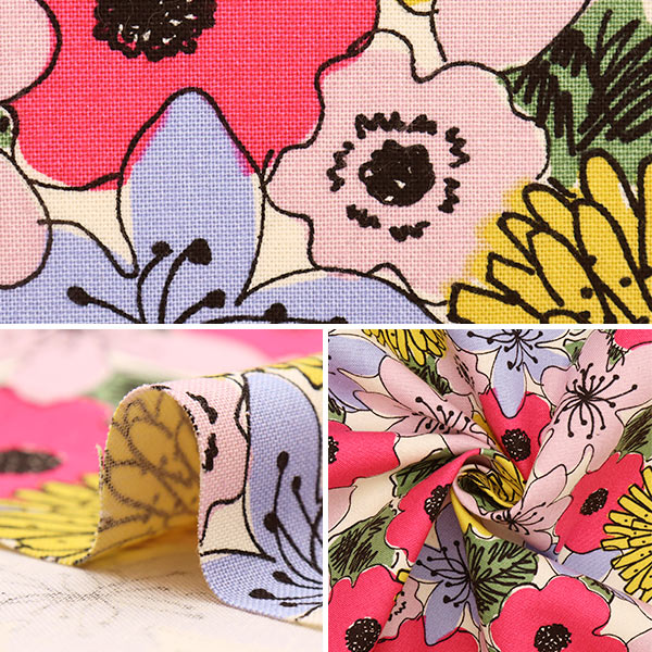 【数量5から】 生地 『う早この布 10番キャンバス HANA柄 UP5838-A』 COTTON KOBAYASHI コットンこばやし 小林繊維