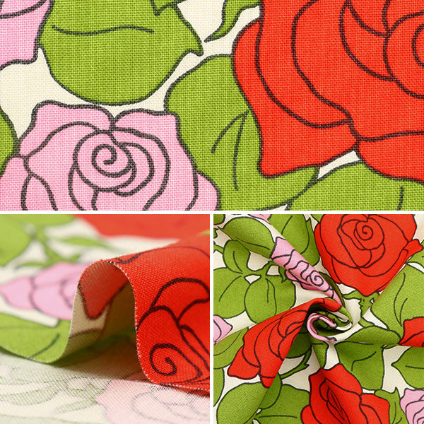 【数量5から】 生地 『う早この布 10番キャンバス フランスのバラ ローズ UP5855-A』 COTTON KOBAYASHI コットンこばやし 小林繊維