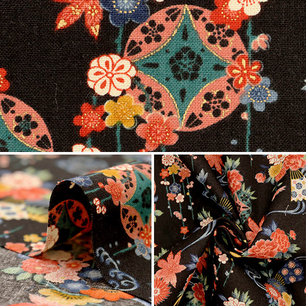 【数量5から】 生地 『スケア 流水に紗綾華 コン 850400-1』