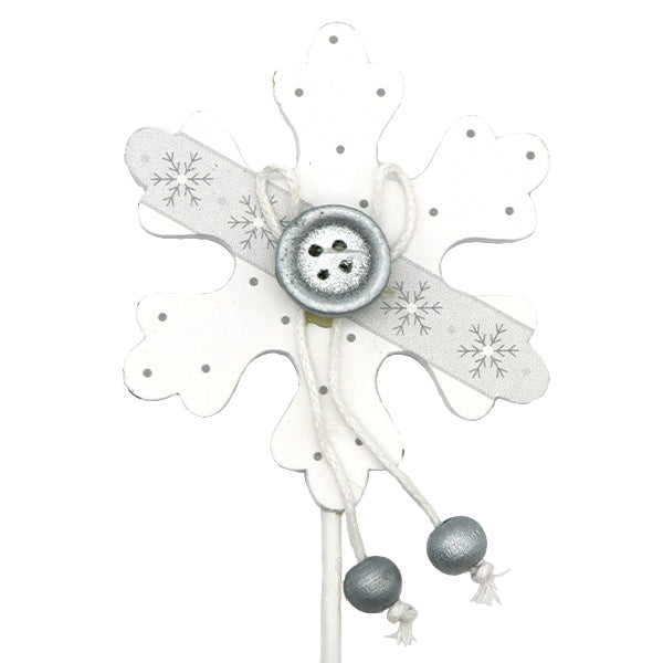 Ornamento di Natale "Flake di neve in legno pick bianco C-7395" Prime