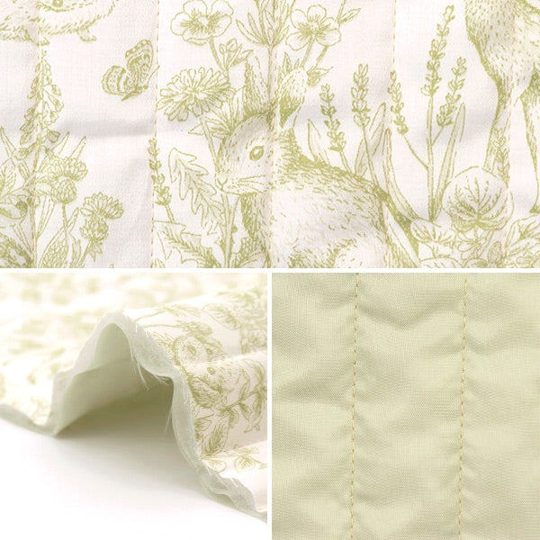 【数量5から】 生地 『コットンサテンキルト ネロリローズ ガーデン グリーン NRF-01Q-G』