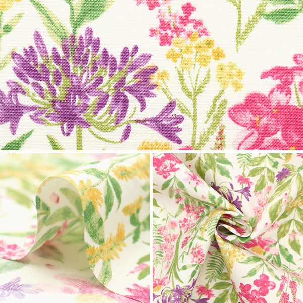 【数量5から】 生地 『ブロード 水彩調花柄 ホワイト KTS6904-A』 COTTON KOBAYASH コットンこばやし 小林繊維