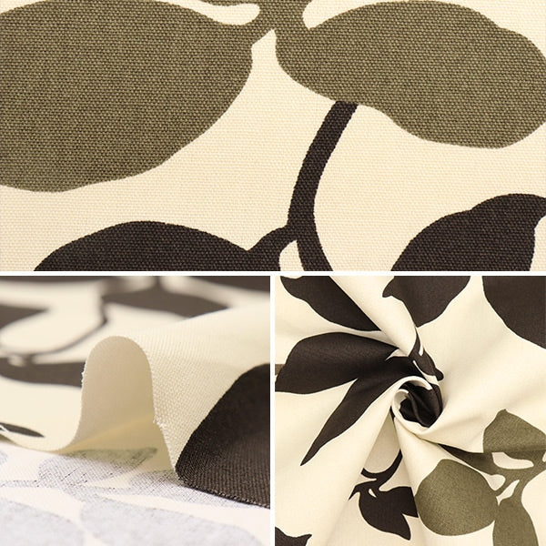【数量5から】 生地 『オックスプリント リーフ柄 ダークブラウン 36000-601E』