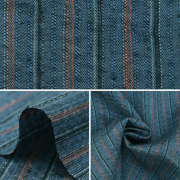 【数量5から】 生地 『しじら織り 青×エンジ NOS-017-8』