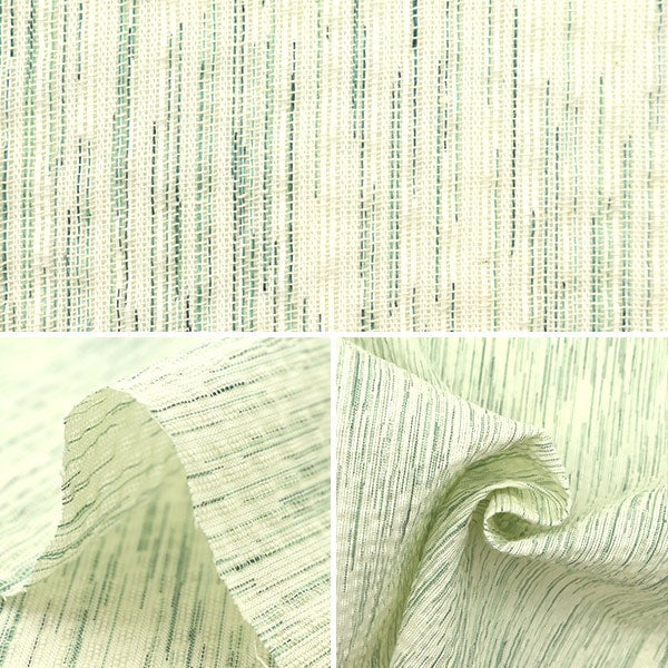 【数量5から】 生地 『しじら織り 生成×緑 NOS-017-20』