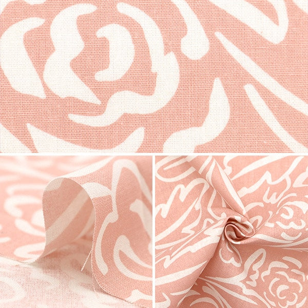 【数量5から】 生地 『綿麻キャンバス コティ バラ ピンク FF10513-A』