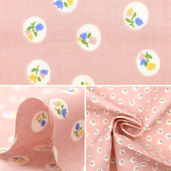 【数量5から】 生地 『スケア ホーミーシスター 水玉花柄 ピーチ HS10499-A』