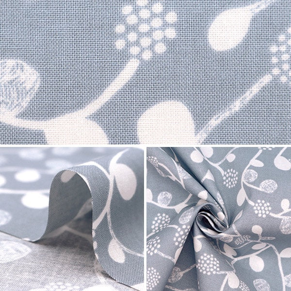 【数量5から】 生地 『kippis (キッピス) シーチング ラズベリー ブルーグレー KPS-72A』