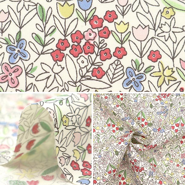 【数量5から】 生地 『ブロード 小花柄 レッド×ホワイト KTS6921-A』 COTTON KOBAYASHI コットンこばやし 小林繊維