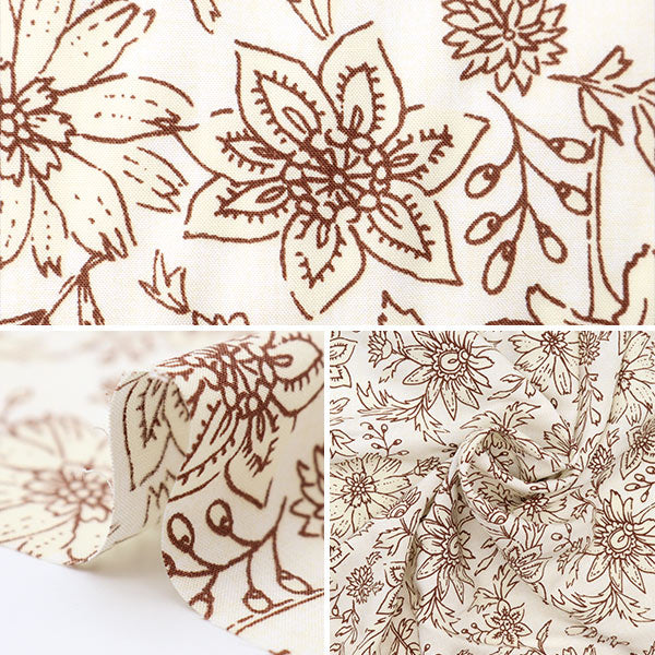 【数量5から】 生地 『メルティレーヨン 更紗 ベージュ RYPT-IN-A』