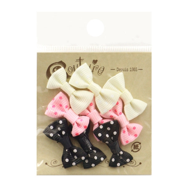 قطع الحرف اليدوية "ميني"الشريطأجزاء نقاط منقطة أبيض/وردي/أسود TRP-17 بوصة تيراي