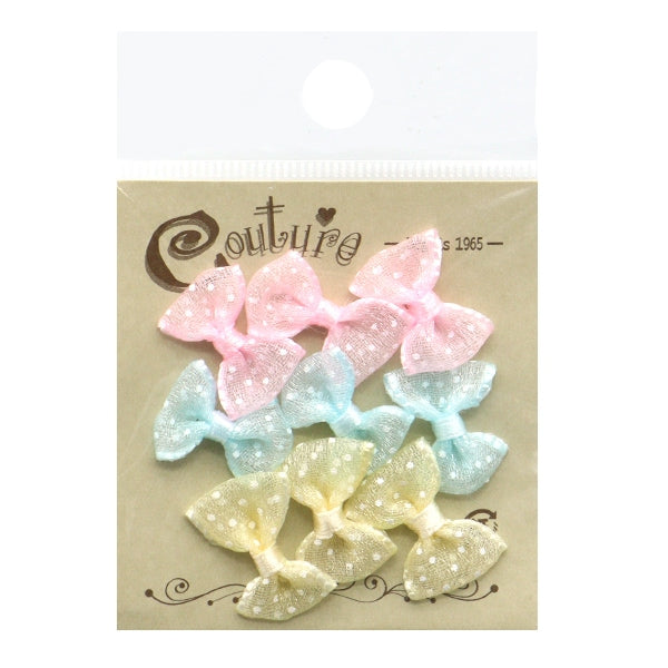 قطع الحرف اليدوية "ميني"الشريطأجزاء من الشيفون نقاط منقطة وردي/أزرق فاتح/أصفر TRP-19" Terai