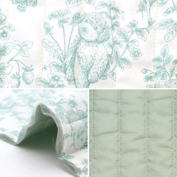 【数量5から】 生地 『コットンサテンキルト ネロリローズ ガーデン コバルトグリーン NRF-01Q-CG』