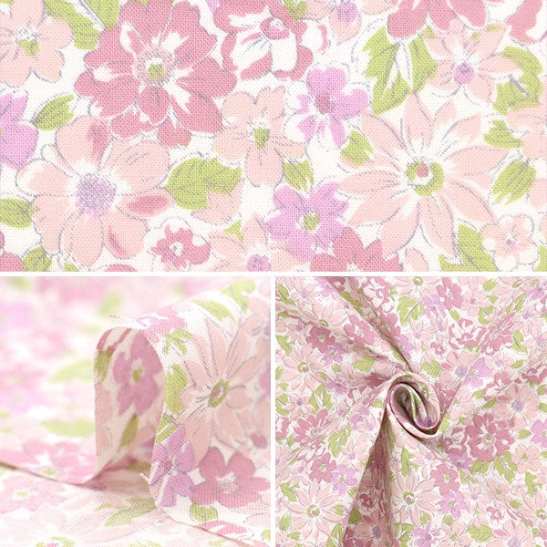 【数量5から】 生地 『ナチュラルフラワー ピンク NO-NAFL-A』