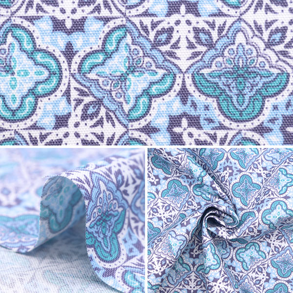 【数量5から】 生地 『ソフトエスニック オックス アクアブルー NOX-SOET-AQBL』 KOKKA コッカ