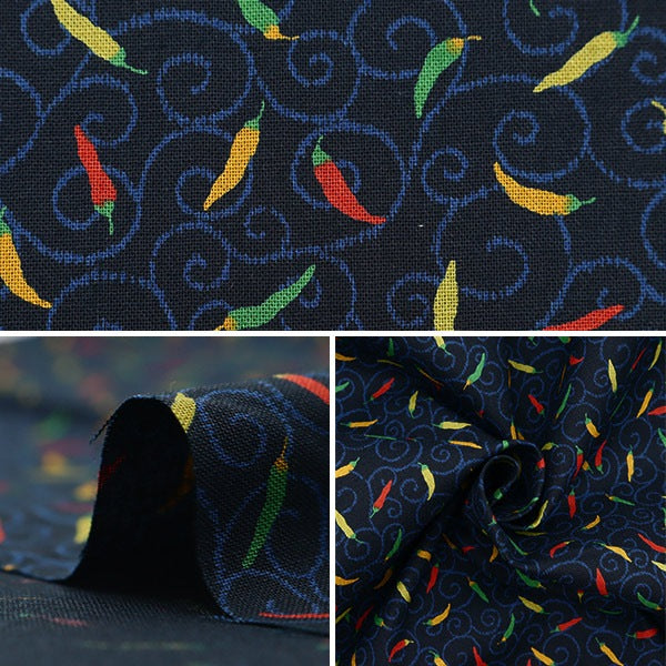 【数量5から】 生地 『シーチング 和柄 唐辛子 コン 88234-1-1』