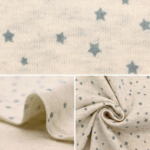 【数量5から】 生地 『杢ニット ミニ裏毛プリント 星 オフホワイト 142-2344-A1』