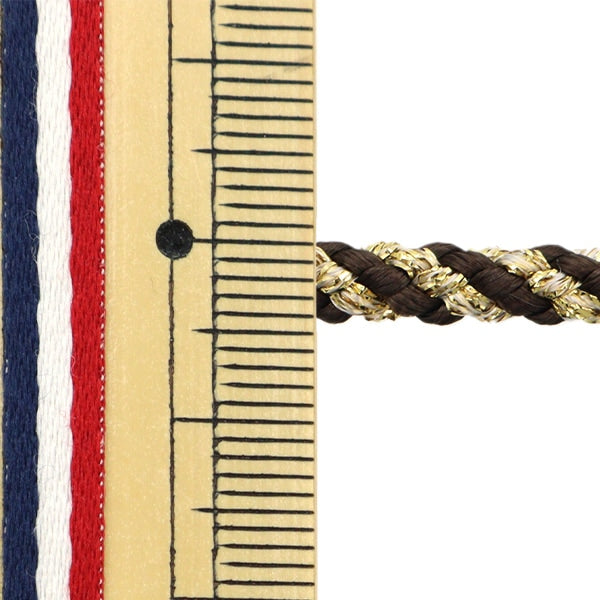 【数量5から】 手芸ひも 『ラメ江戸打コード 丸紐 茶×ゴールド 745番色 123-18』 DARIN ダリン