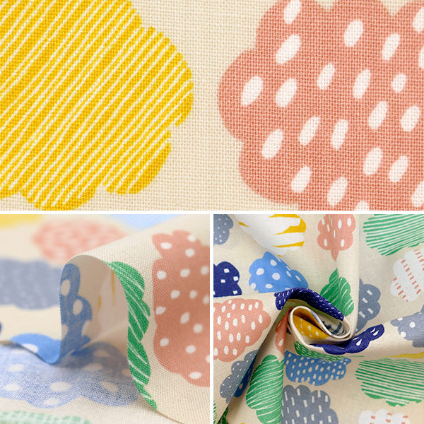 【数量5から】 生地 『kippis (キッピス) シーチング 晴ときどき雲 ベージュ KPS-11G』