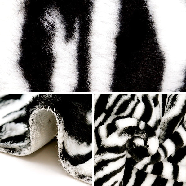 Tissu "Fourrure de lapin animal Tissu coupé Modèle zèbre d'environ 70 cm x 100 cm C-SW-2-1ZB"