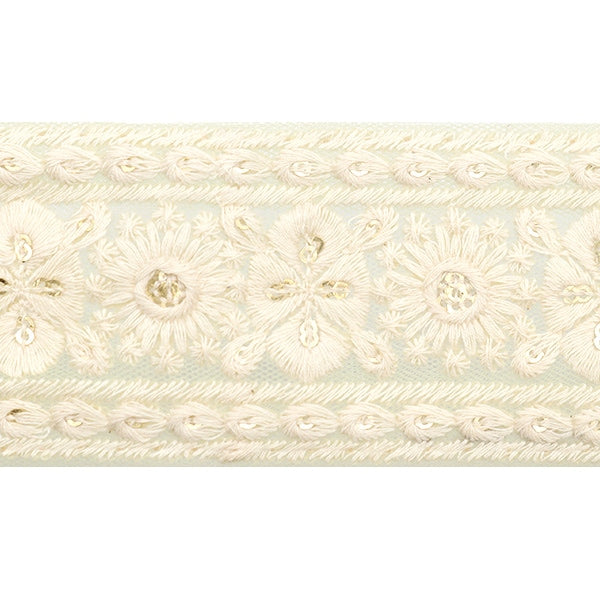 【数量5から】 手芸ブレード 『2022 インド刺繍ブレードクリーム 43658H』