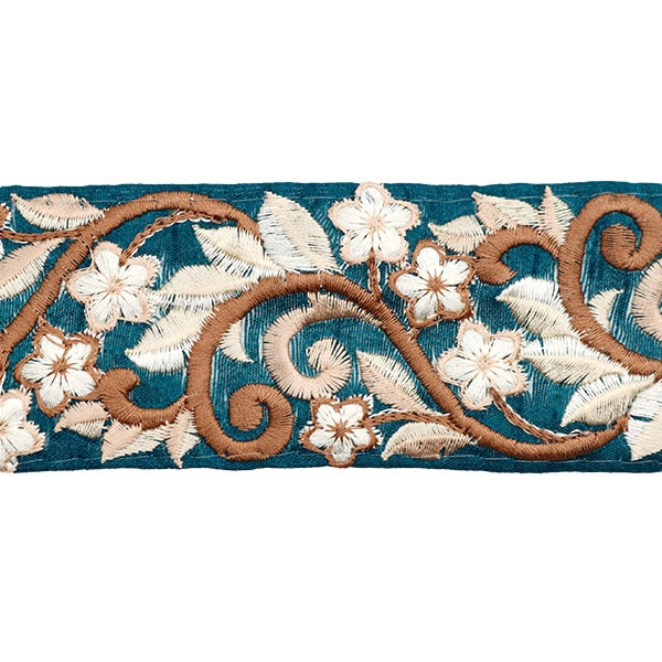 【数量5から】 手芸ブレード 『2022 インド刺繍ブレード グリーン×ブラウン 45356B』