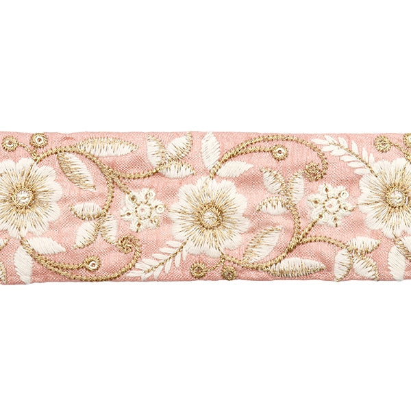 【数量5から】 手芸ブレード 『2022 インド刺繍ブレード ピンク×クリーム 45351C』