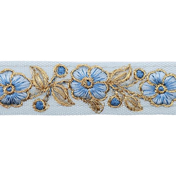 【数量5から】 手芸ブレード 『2022 インド刺繍ブレード ブルー×ブルー 075F』